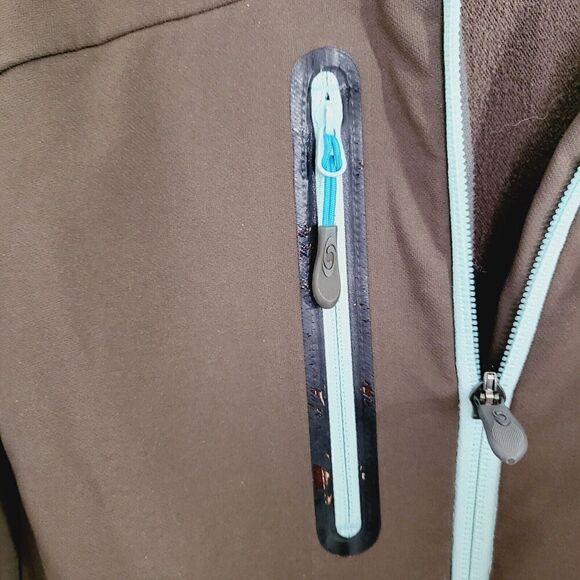 Salomon Soft Shell Jacket Wind/Water Resistant Brown w/ Aqua Trim Women's M - Picture 9 of 15